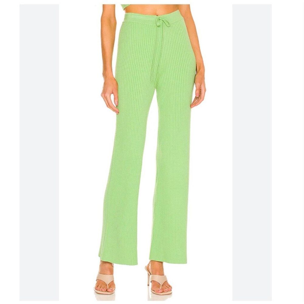 Lovers and Friends  Inca Pant Sage Green Ribbed Knit Wide Leg XS Flowy Lounge